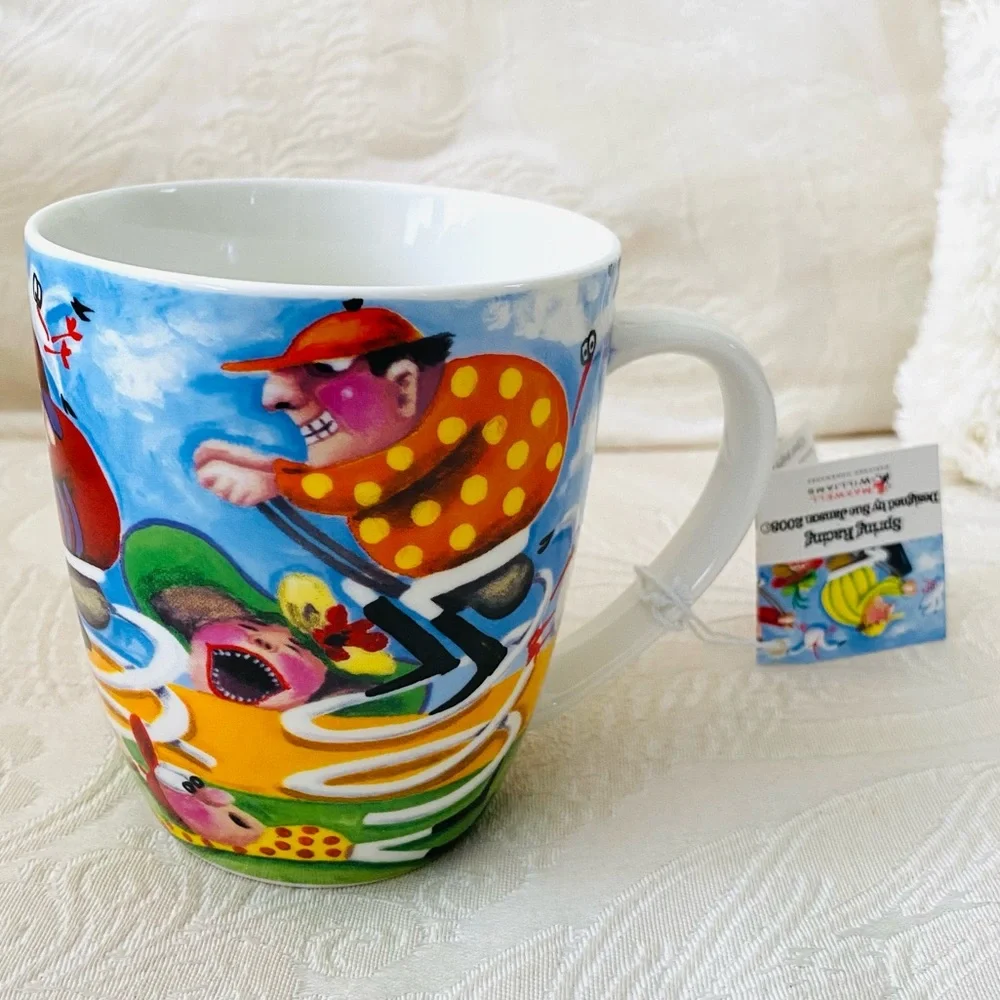 MAXWELL & WILLIAMS MUG DESIGNED BY SUE JANSON SPRING RACING 2008 PORCELAIN